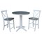 International Concepts Round 36 in Rd Extend Dining Table, 2 X-Back Stools, White/Heather Gray, 36 W, 48 L, 36.1 in H, Wood K05-36RXT-27B-S6132-2 - alternate 1